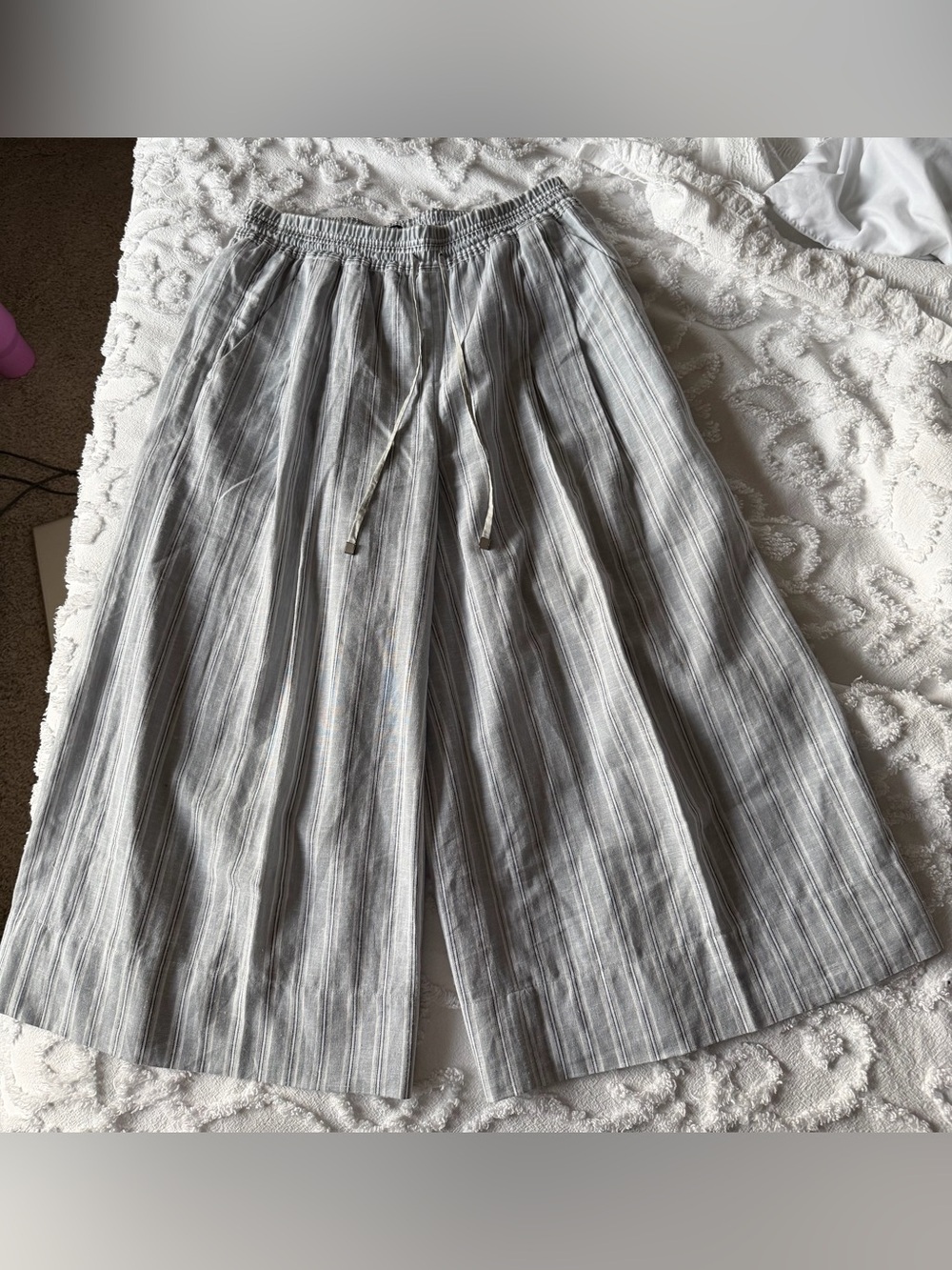 Lafayette 148 Linen Cotton Blend Wide Leg Pants